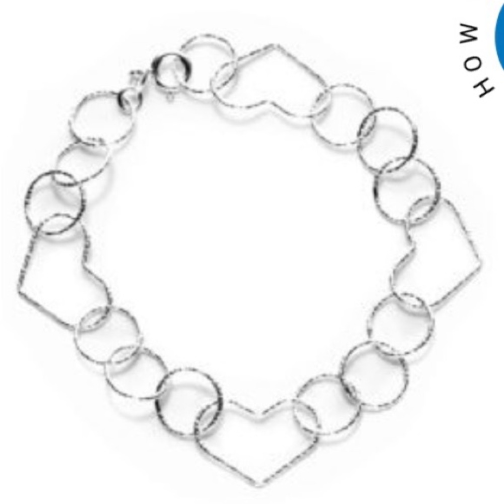 Silver Heart Set bracelet, earrings, and ring bundle.